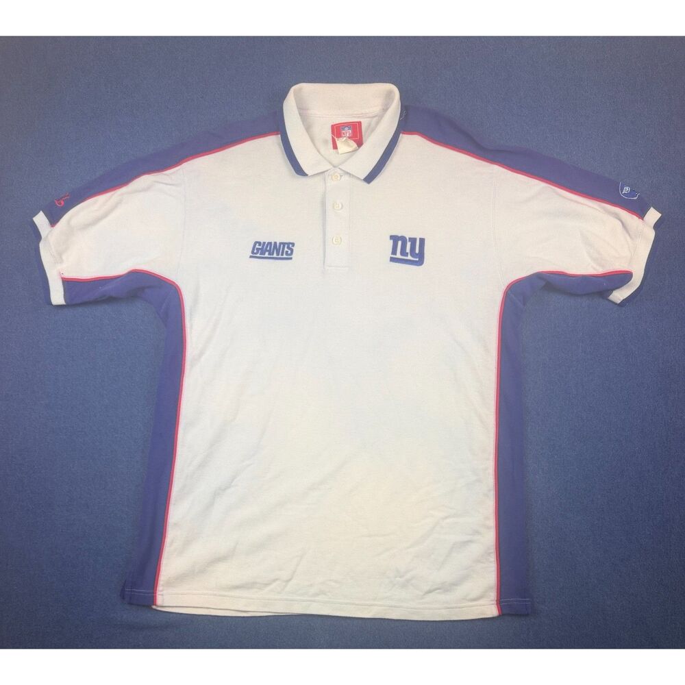 Vintage New York Giants NFL Men’s XL White Blue Colorblock Polo Shirt